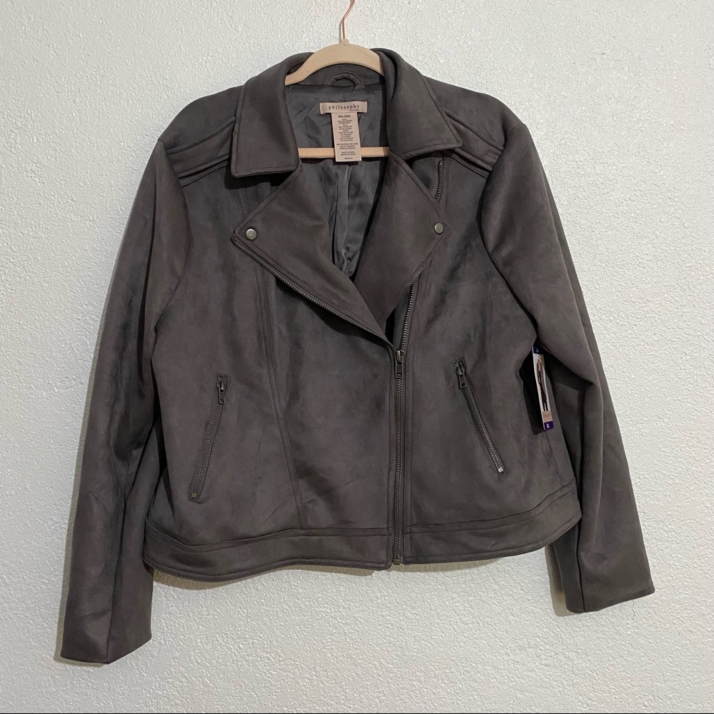 Philosophy suede moto jacket